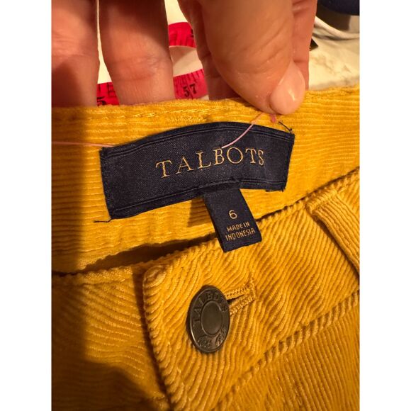 Talbots Mustard Corduroy Straight Leg Pants Size 6 Fall Classic Soft Stretch S 6 - Picture 4 of 5